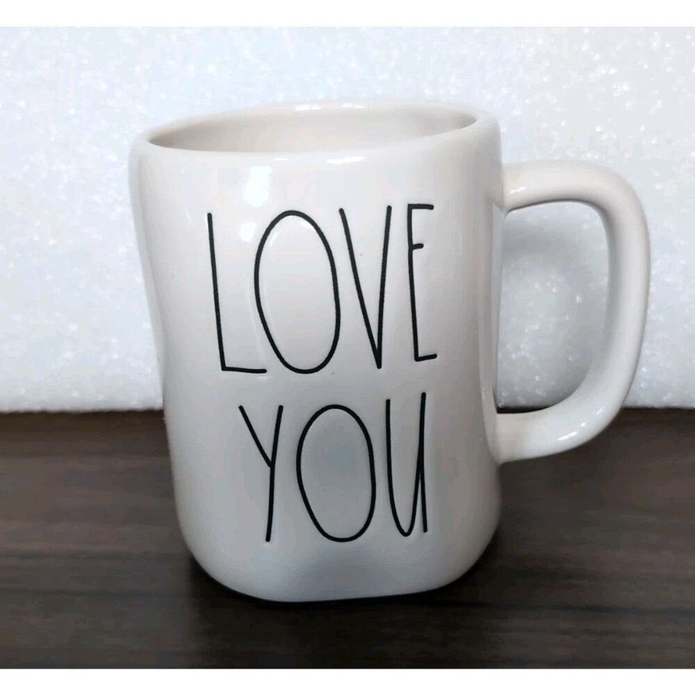 Rae Dunn "Love You" Ceramic Coffee Mug Magenta Farmhouse Minimalist Large